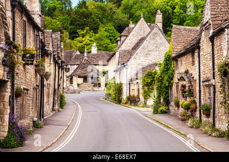 The picturesque Cotswold village of Castle Combe  in Wiltshire. Stock Photo