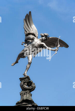 Eros statue at Piccadilly Circus in London on blue sky Stock Photo