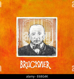 Anton Bruckner illustration, Austrian composer and organist, 1824 - 1896 Stock Photo