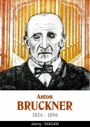 Anton Bruckner illustration, Austrian composer and organist, 1824 - 1896 Stock Photo