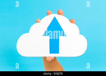 Uploading content in the cloud Stock Photo