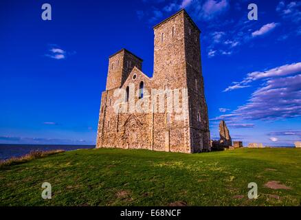 Reculver Castle in Kent, UK at sunset in summer Stock Photo