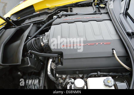 The 2014 Corvette C7 Engine. Stock Photo