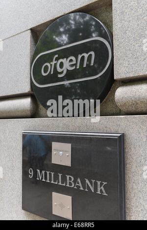 Ofgem stone carved sign logo government office Stock Photo