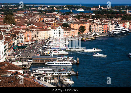 Elevated view looking down on Venice, Veneto, Italy. Stock Photo