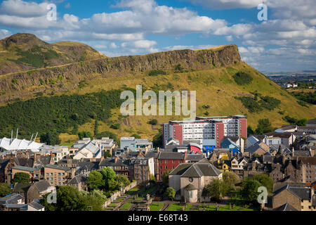 Arthur's Seat Salisbury Crags rising above Edinburgh, Lothian Scotland Stock Photo