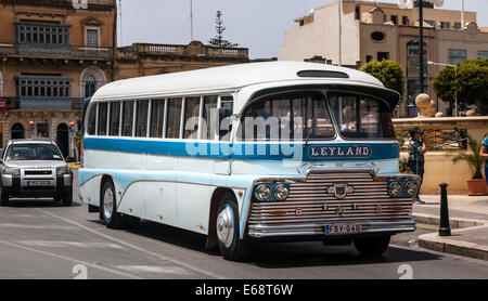 Vintage Leyland bus, Mosta, Malta. Stock Photo