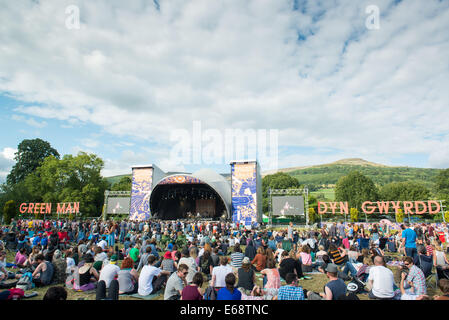 General view of the Mountain Stage at Green Man Festival 2014. Stock Photo