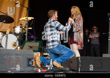 Proposal on the Mountain Stage of Green Man 2014 Stock Photo