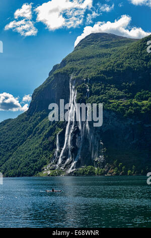 Seven Sisters waterfall in Geirangerfjord, Norway Stock Photo