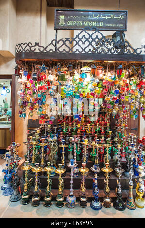 Arabic hookahs narghile shisha goza water pipe in the Souk Madinat Jumeirah market Dubai, United Arab Emirates UAE. Stock Photo