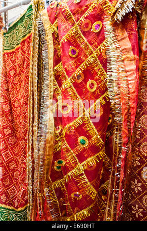 Shemagh arab scarf hijab shawl Textile Souk in Bur Dubai, Dubai, United Arab Emirates UAE. Stock Photo
