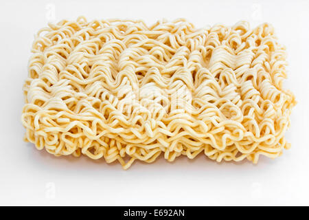 Block of Instant noodles on a white background Stock Photo