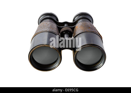 Vintage binoculars isolated on white background Stock Photo