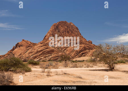 Landscape with rocks around the monadnock of Spitzkoppe Mountain, Namibia Stock Photo