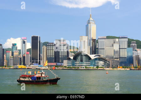 Building of the Central Plaza, Kowloon, Central, Hong Kong Island, Hong Kong, China Stock Photo