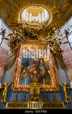 Bezel, high altar, crucifixion of Andrew by G. Courtois, 1668, angel figures and other plastering work, by Antonio Raggi, Stock Photo