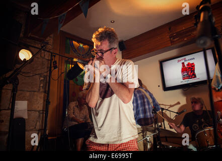 Ken McCluskey performs live on stage as The Bluebells at The Griffin on August 5, 2014 in Glasgow, Scotland Stock Photo