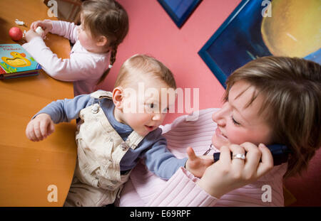mother,domestic life,2 children Stock Photo