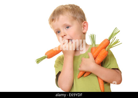 boy,healthy diet,carrot,biting Stock Photo