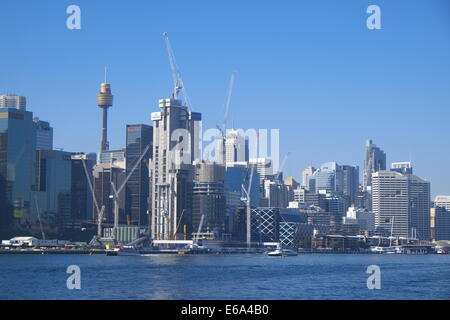 Sydney city centre and construction development at Barangaroo viewed from the sydney suburb of Balmain,Sydney,Australia Stock Photo