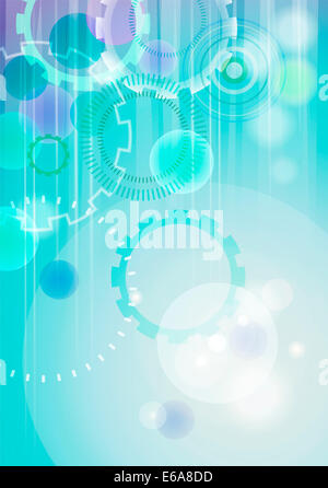 Technical abstract turquoise background with shiny transparent circles in vertical format Stock Photo