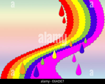 Rainbow Background Showing Dripping Art And Colorful Stock Photo