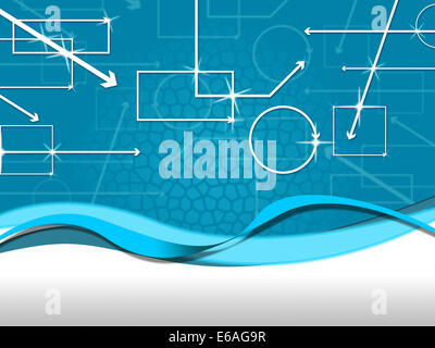 Blue Shapes Background Meaning Geometry With Wavy Lines Stock Photo