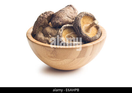 dried shiitake mushrooms on white background Stock Photo