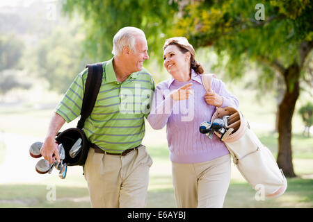 couple,golf,golfing Stock Photo