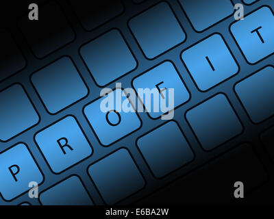 Illustration showing blank keyboard keys with the word PROFIT Stock Photo