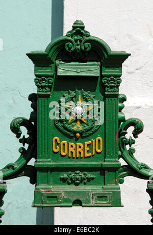 Historic letterbox in the old quarter of Salvador da Bahia, Brazil. Stock Photo
