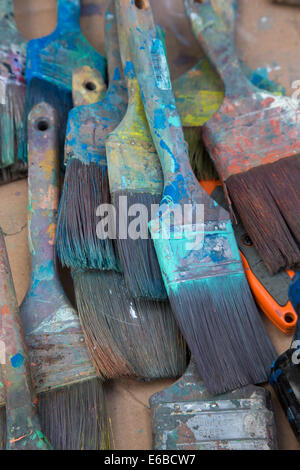 Detroit, Michigan - Paint brushes on a table at Cody High School. Stock Photo