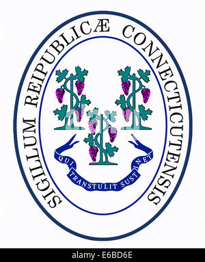 The seal of the USA state of Connecticut over a white background Stock Photo