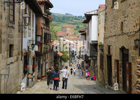 SANTILLANA DEL MAR, SPAIN - JULY 13, 2014: Street with typical architecture in Santillana del Mar, a famous historic town in Can Stock Photo