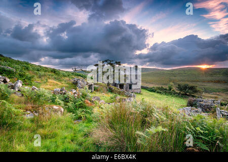 Ancient abandoned farm house on Bodmin Moor in Cornwall Stock Photo