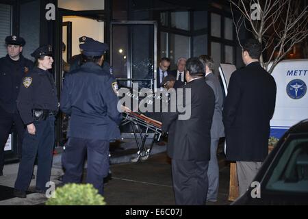 The body of Philip Seymour Hoffman removed from his apartment building in a black body bag just before 7 p.m. Sunday after he was reported dead. Police Crime Scene investigators carried evidence bags out of his Greenwich village apartment  Where: New York Stock Photo