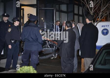 The body of Philip Seymour Hoffman removed from his apartment building in a black body bag just before 7 p.m. Sunday after he was reported dead. Police Crime Scene investigators carried evidence bags out of his Greenwich village apartment  Where: New York Stock Photo