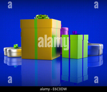 Celebration Giftboxes Meaning Present Presents And Joy Stock Photo - Alamy