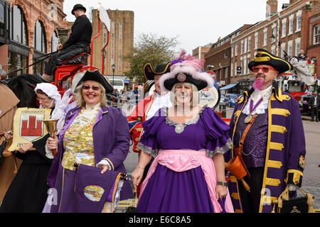 Chester, UK. 20th August, 2014. Devlin Hobson and Escort at The World Town Crier Tournament being held outside the Town Hall in Chester City Centre UK Credit:  Andrew Paterson/Alamy Live News
