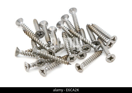 Pozi drive self-tapping screws, isolated on a white background Stock Photo