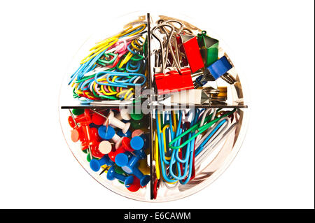 box with colorful office tools Stock Photo