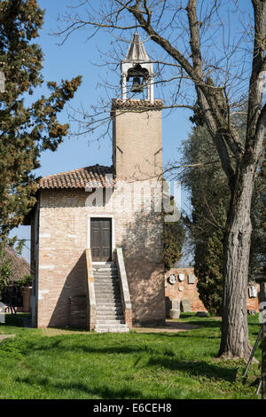 The Torcello Museum located in an old chapel with bell tower on the Island of Torcello in the Lagoon of Venice. Stock Photo