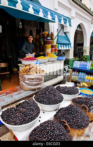 Moulay Idris Village,Stalls,Town Square,Old Jewish Settlement,Stalls,Shops,near the Ruin,Roman City of Volubillis,Morocco Stock Photo