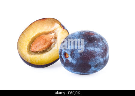plums on white background Stock Photo