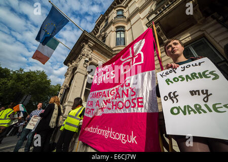 London, UK. 20th Aug, 2014.  Abortion Rights Protest Outside Irish Embassy 2014 Credit:  Guy Corbishley/Alamy Live News Stock Photo