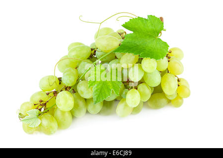 Grapes with leaves isolated on white background Stock Photo