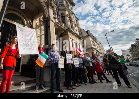 London, UK. 20th Aug, 2014.  Abortion Rights Protest Outside Irish Embassy 2014 Credit:  Guy Corbishley/Alamy Live News Stock Photo