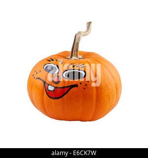 Halloween pumpkin with smile isolated on white Stock Photo