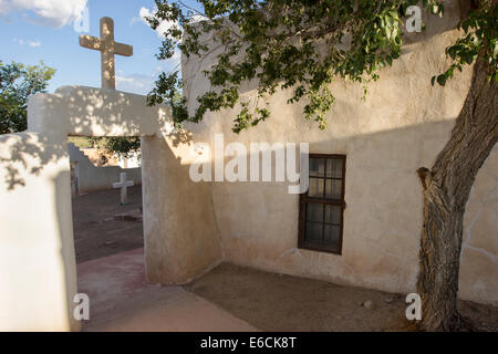 The historic Mission San José de la Laguna was erected by the Spanish at the Laguna Pueblo, New Mexico and finished in July 1699 Stock Photo